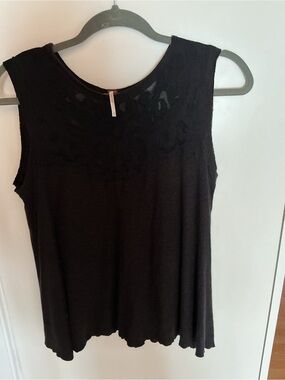 Free People Black Lace Yoke Sleeveless Tank